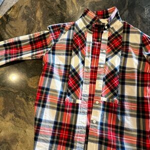 Red Blue Plaid Button-Up Shirt j.crew.  Perfect for the holidays and Christmas 🎄